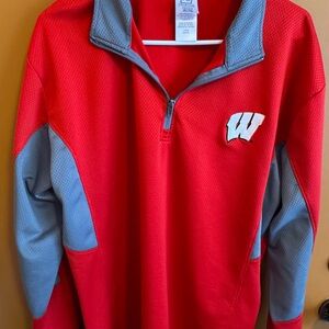 Pro Edge Vibrant Red and Gray Men's Zip-Up Sweater